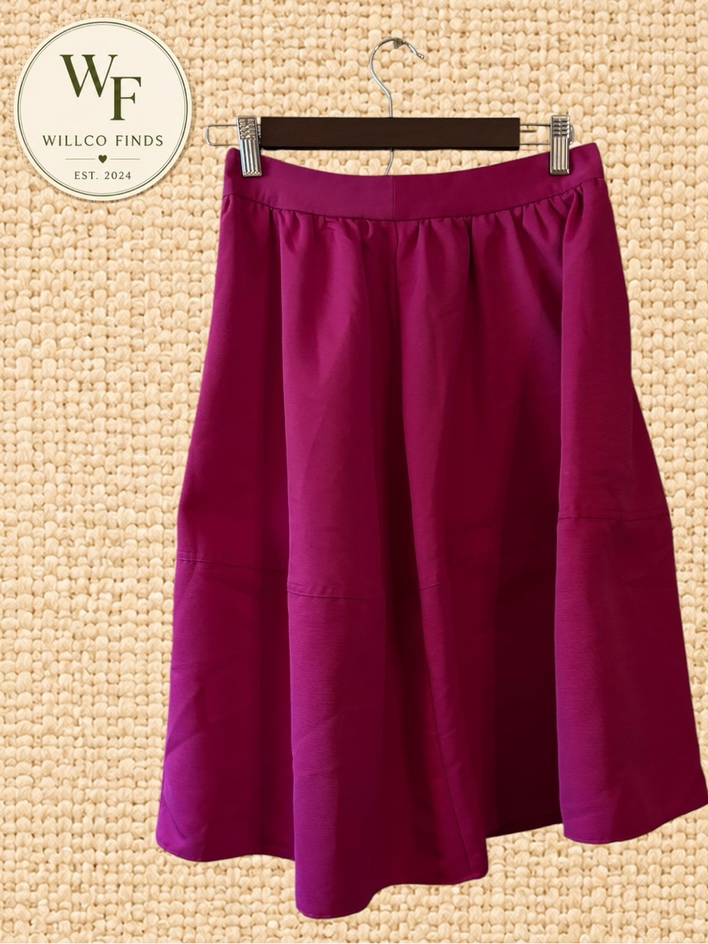 Express Women’s A-Line Midi Skirt Size 4 Magenta Fuchsia Full Flare Pleated